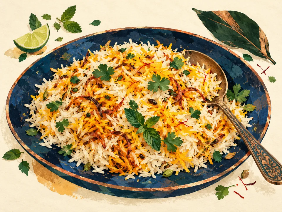 Original concept illustration, not a photograph of this restaurant or a verified dish.